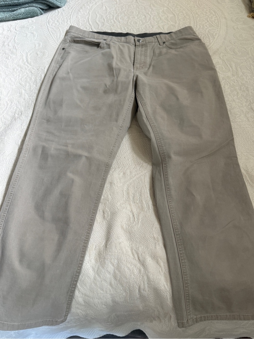 Roundtree and Yorke Men's Classic Straight-Leg Pants in Light Taupe